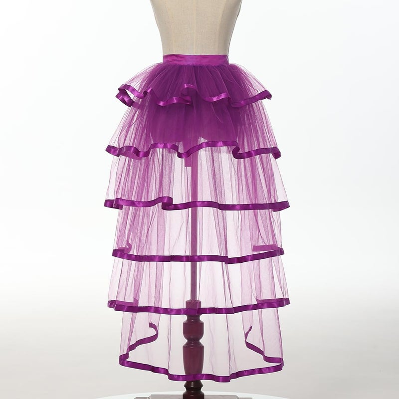 GRACEART Steampunk Sparkle Sequin Tulle Tutu Bustle Skirts 6 Layer Overskirt Tie-on Belt - Image 4